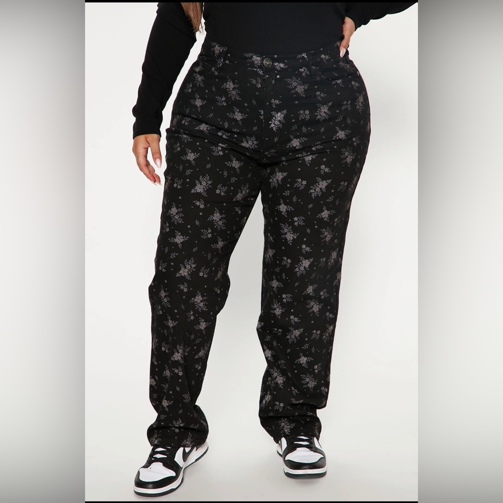 Ditsy floral straight leg jeans